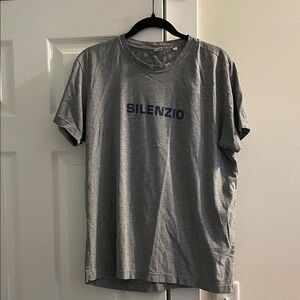 Aspesi Gray T-Shirt with Blue Print